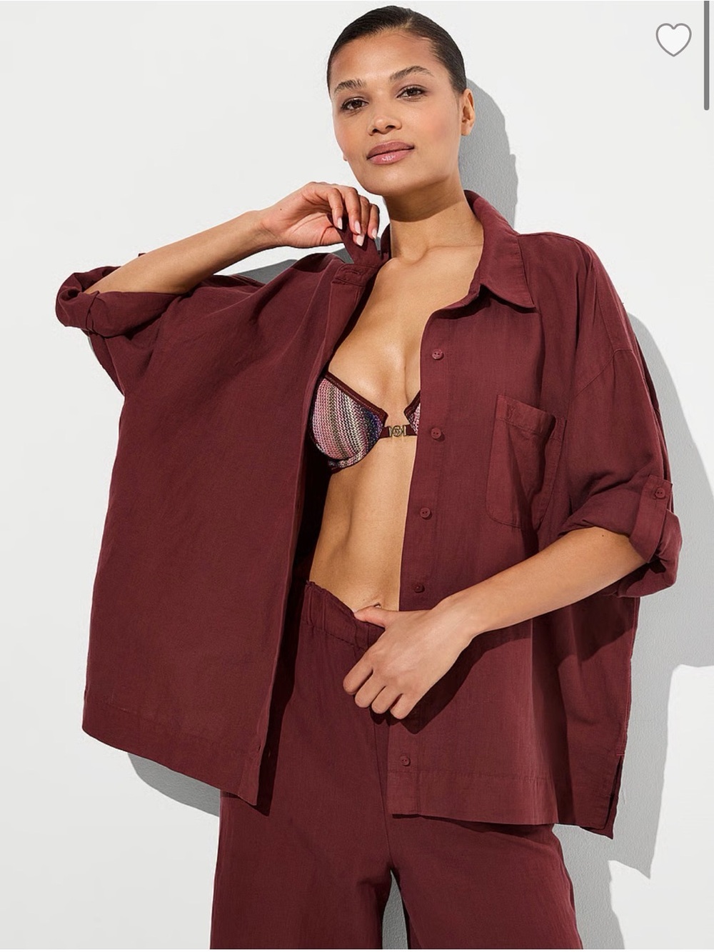 VS Beachwear Linen Pants and Linen Boxy Long-Sleeve Shirt
